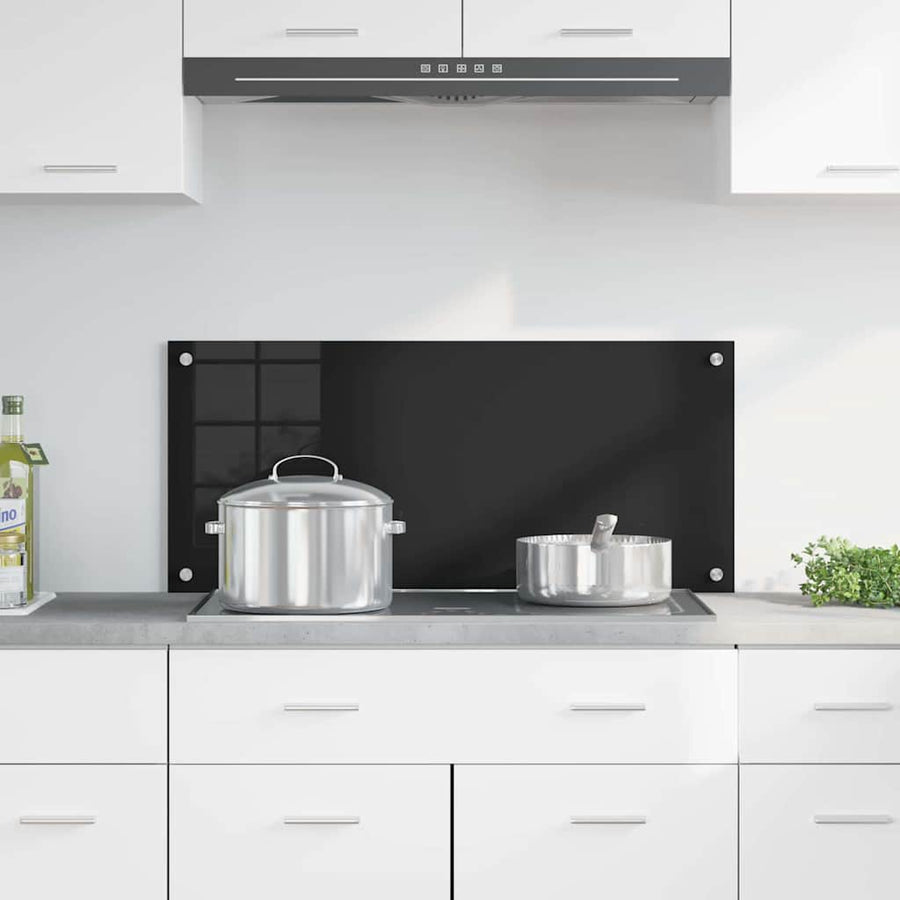 Keuken Achterwand Zwart 90 x 40 x 0,8 cm gehard glas