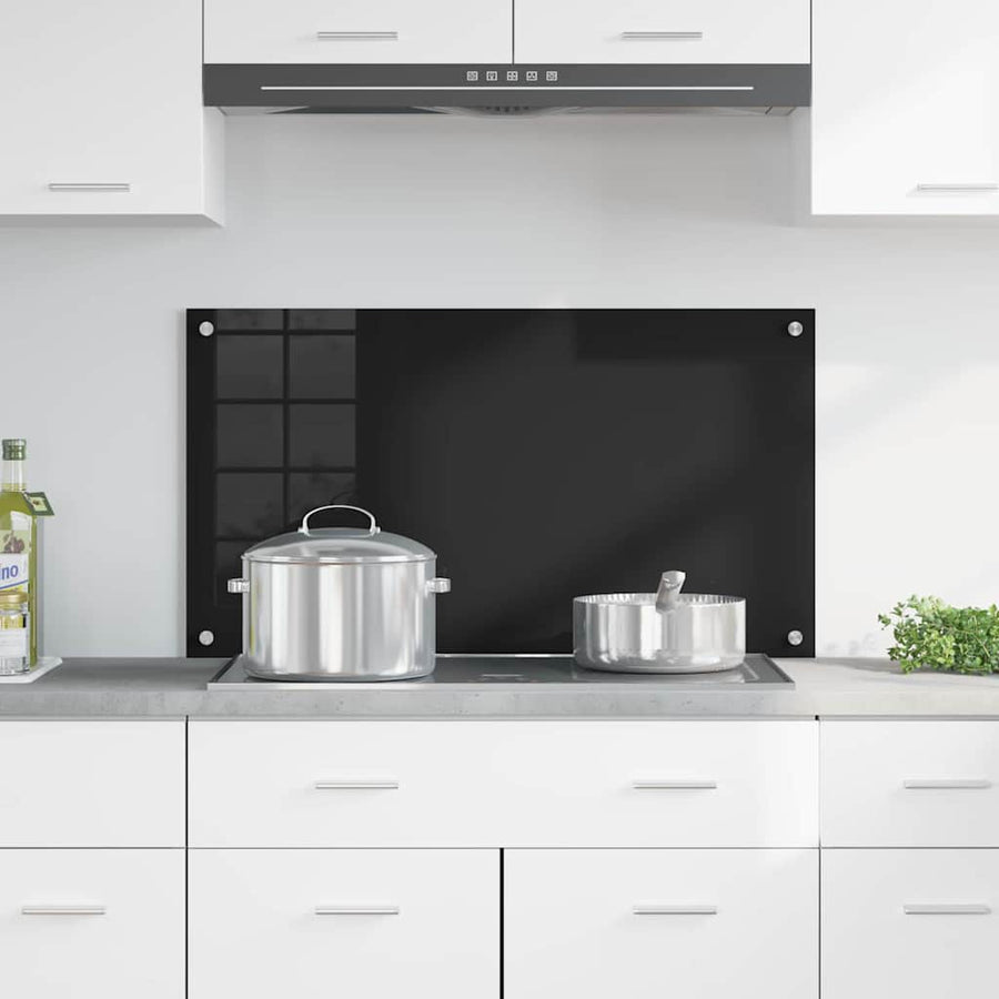 Keuken Achterwand Zwart 90 x 50 x 0.8 cm gehard glas