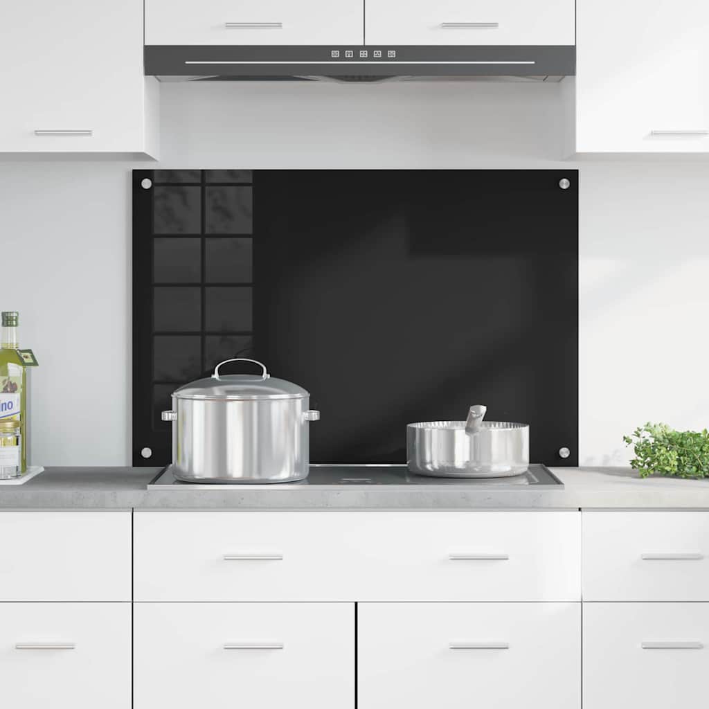 Keukenachterwand Zwart 90 x 60 cm gehard glas