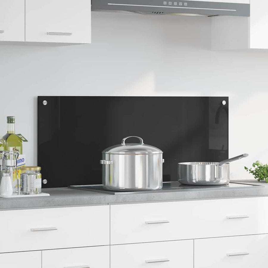 Keuken Achterwand Zwart 100 x 40 x 0,8 cm gehard glas