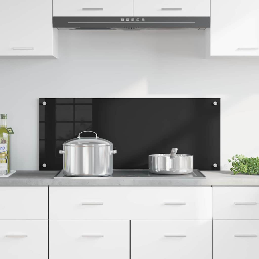 Keuken Achterwand Zwart 100 x 40 x 0,8 cm gehard glas