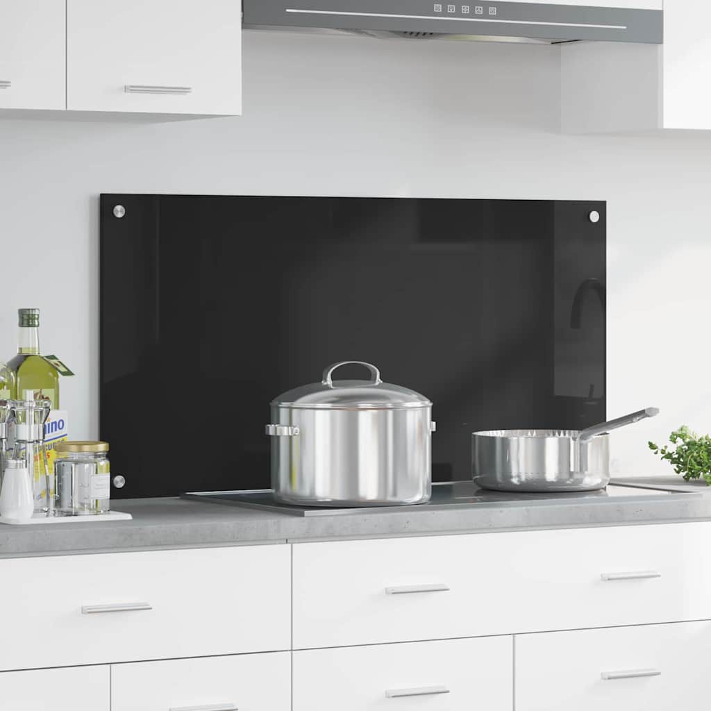 Keuken Achterwand Zwart 100 x 50 x 0,8 cm gehard glas