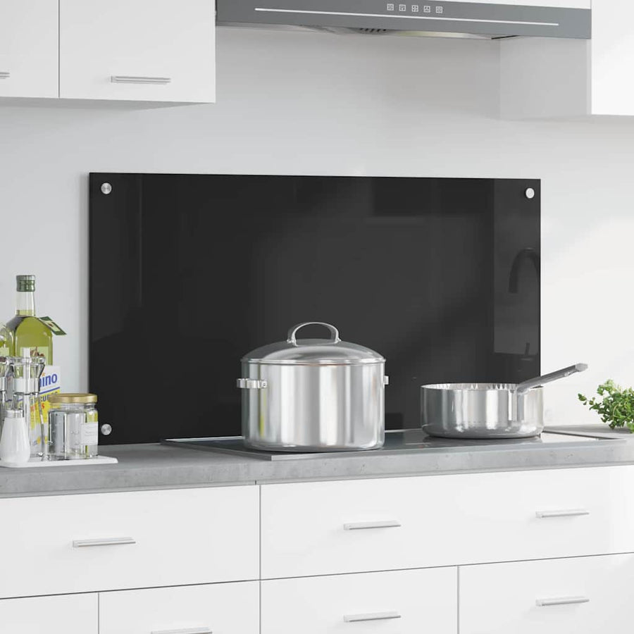 Keuken Achterwand Zwart 100 x 50 x 0,8 cm gehard glas