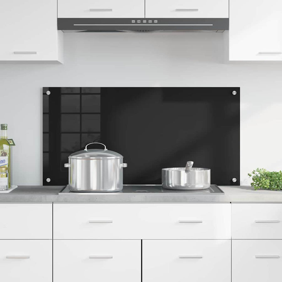 Keuken Achterwand Zwart 100 x 50 x 0,8 cm gehard glas
