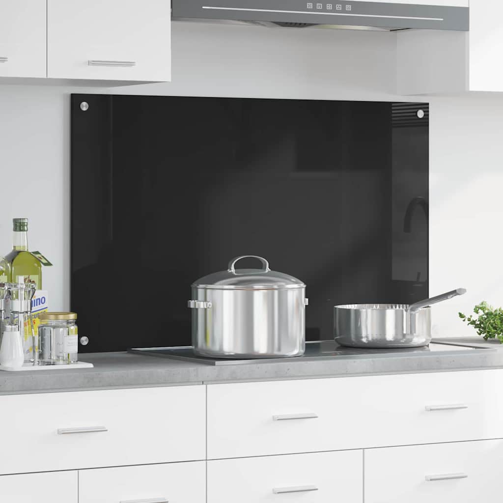 Keuken Achterwand Zwart 100 x 60 x 0,8 cm gehard glas