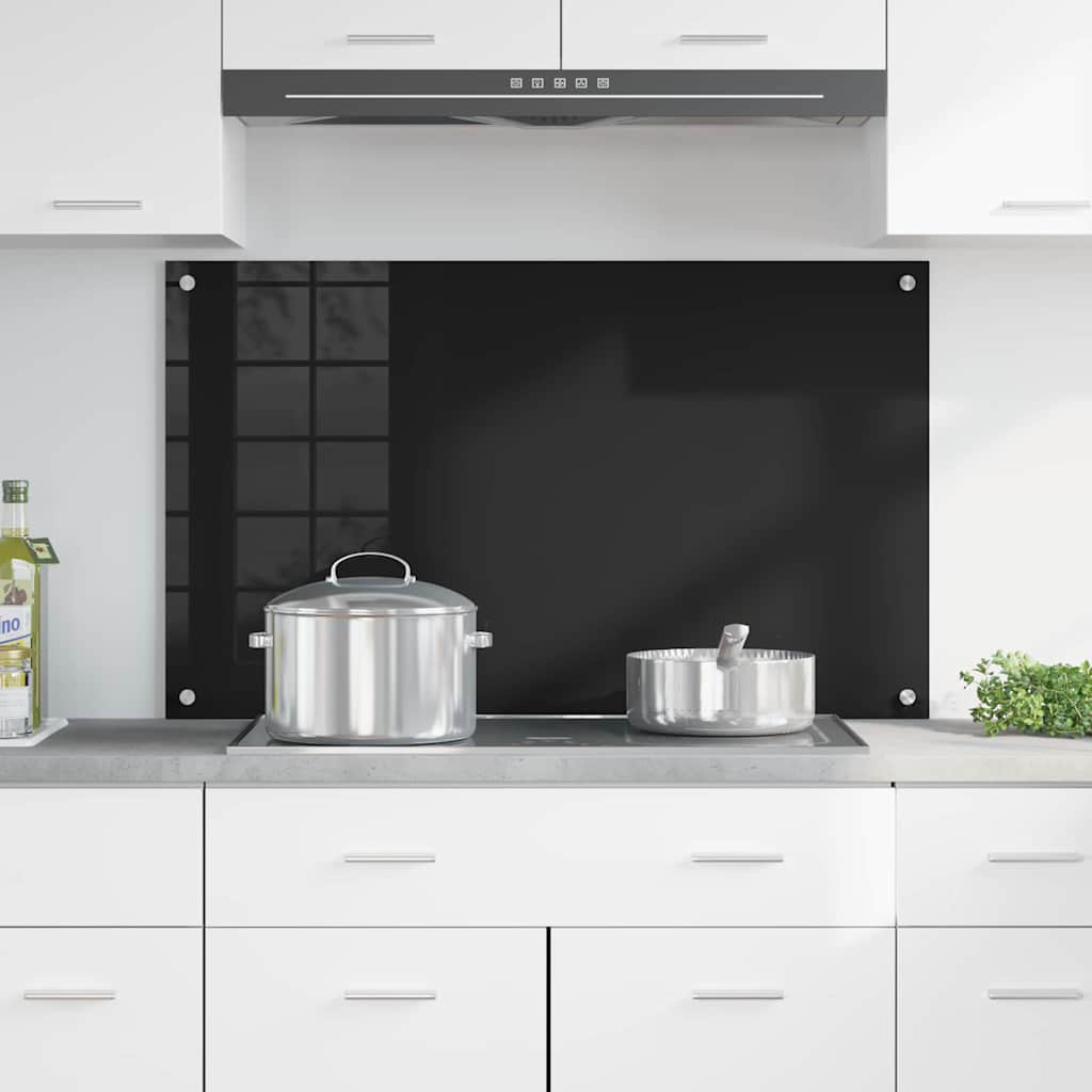 Keuken Achterwand Zwart 100 x 60 x 0,8 cm gehard glas