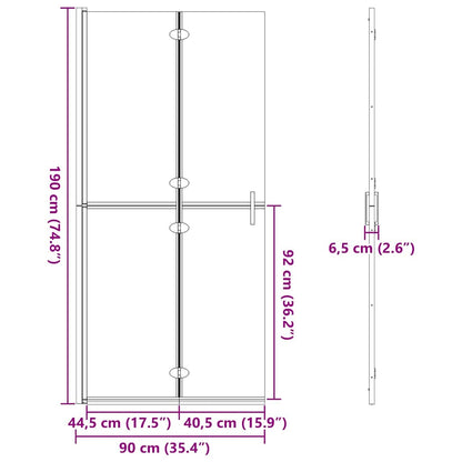 Inloop douche wand Zwart en donkertransparant 90 x 190 cm