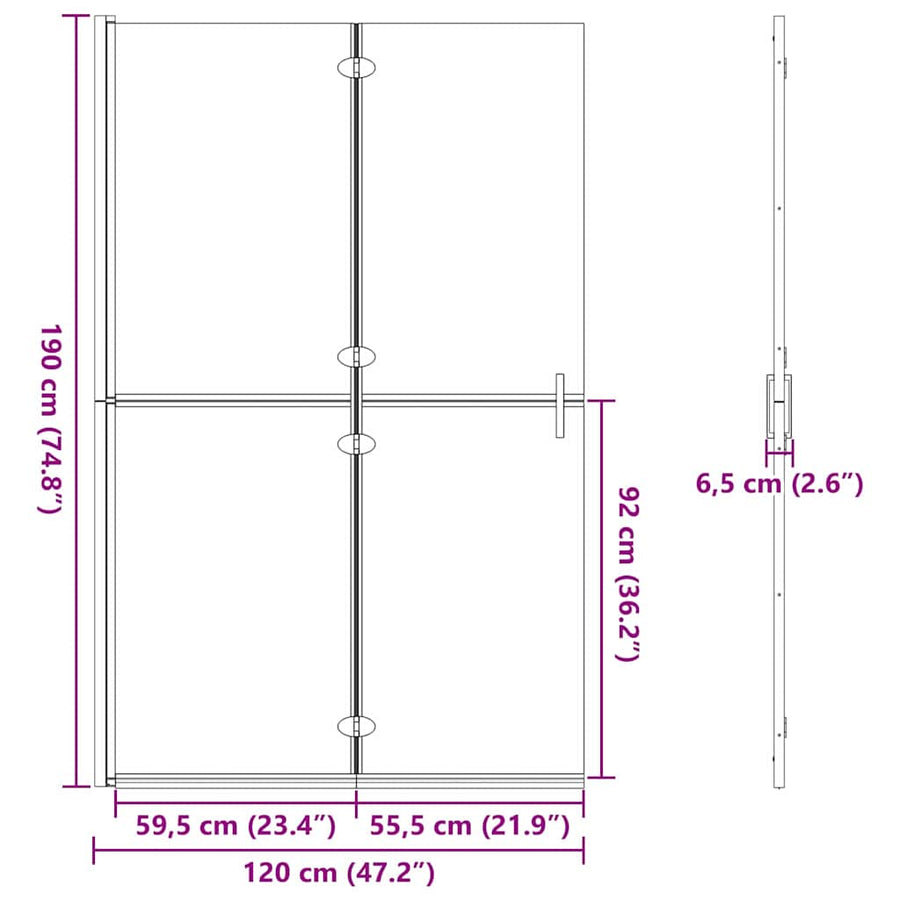 Inloop douche wand Zwart en donkertransparant 120 x 190 cm
