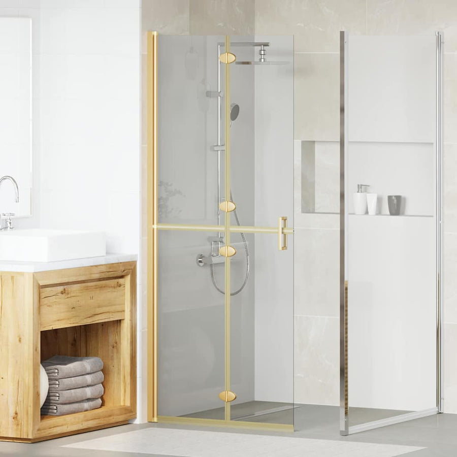 Inloop douche wand Goud en transparant 80 x 190 cm Gehard glas