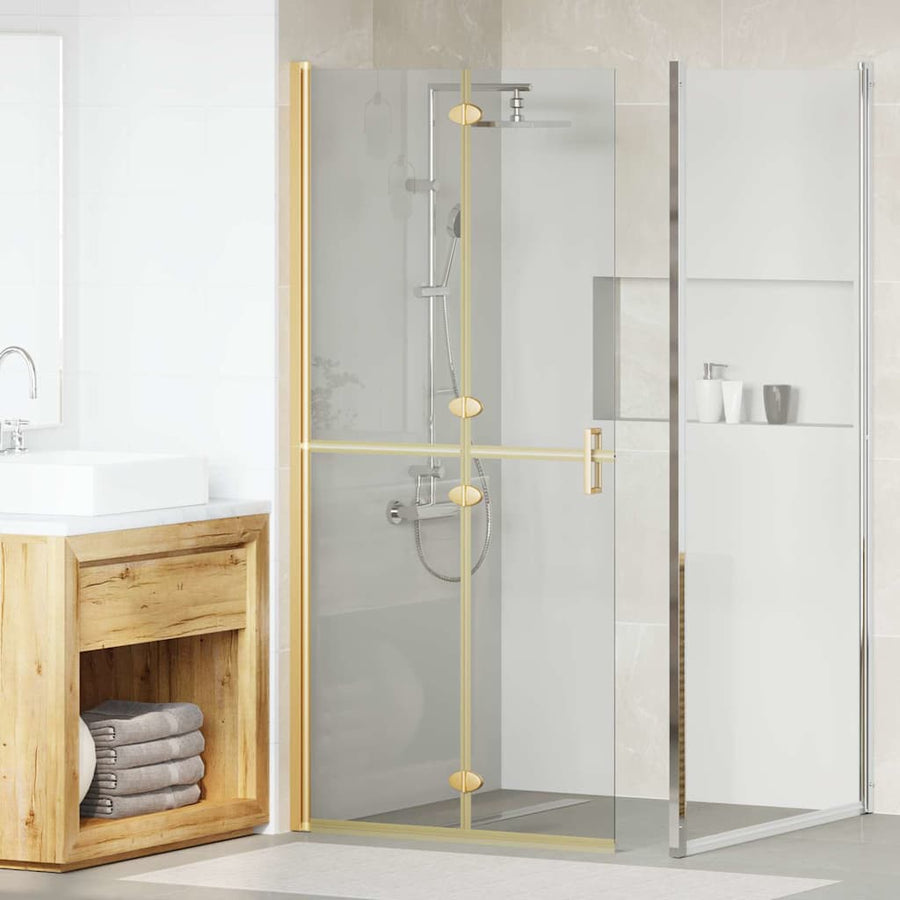 Inloop douche wand Goud en transparant 90 x 190 cm Gehard glas