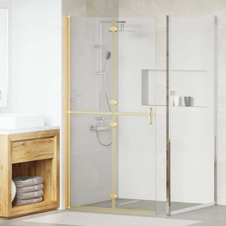 Inloop douche wand Goud en transparant 100 x 190 cm Gehard glas
