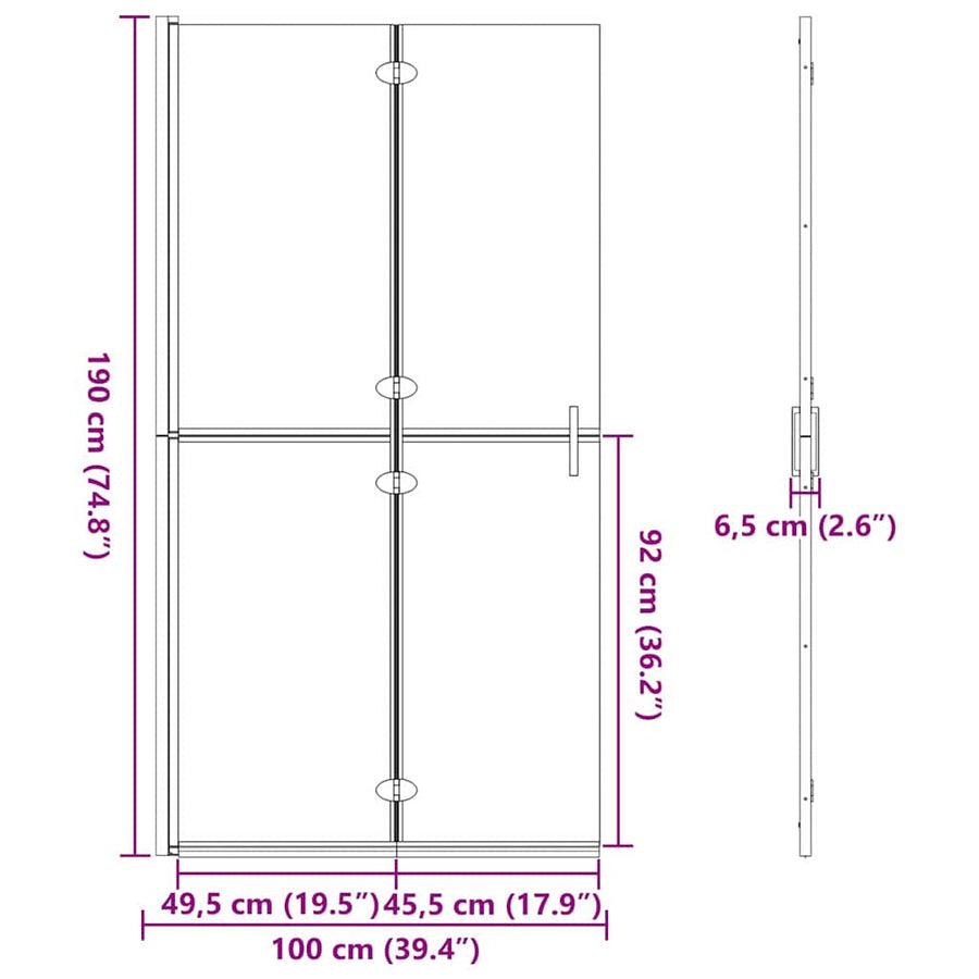 Inloop douche wand Goud en transparant 100 x 190 cm Gehard glas
