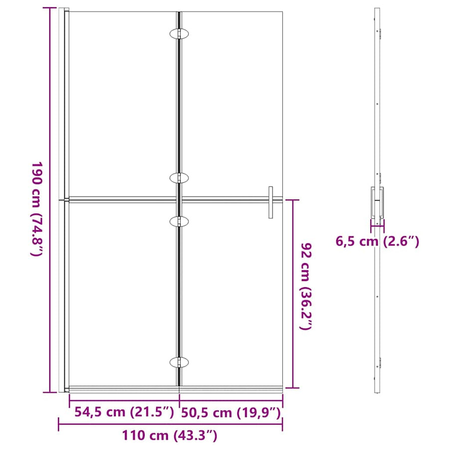 Inloop douche wand Goud en transparant 110 x 190 cm Gehard glas