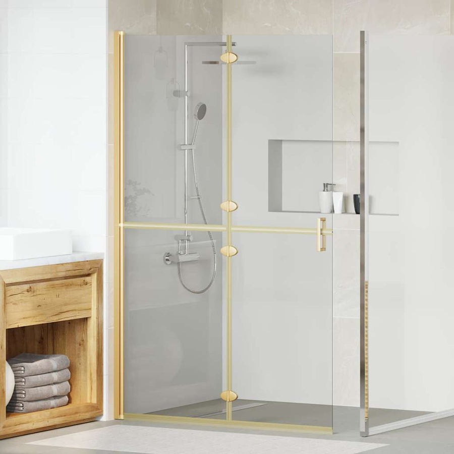 Inloop douche wand Goud en transparant 120 x 190 cm Gehard glas