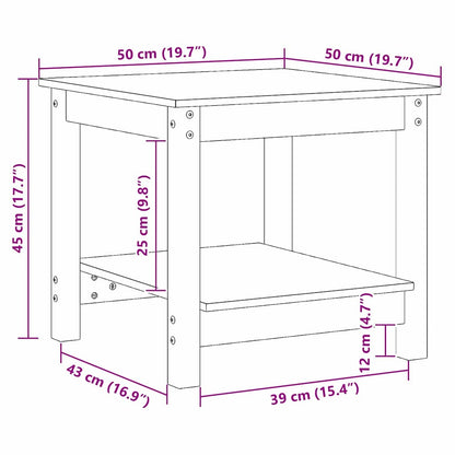 Salontafel Wasbruin 50 x 50 x 45 cm Massief grenenhout