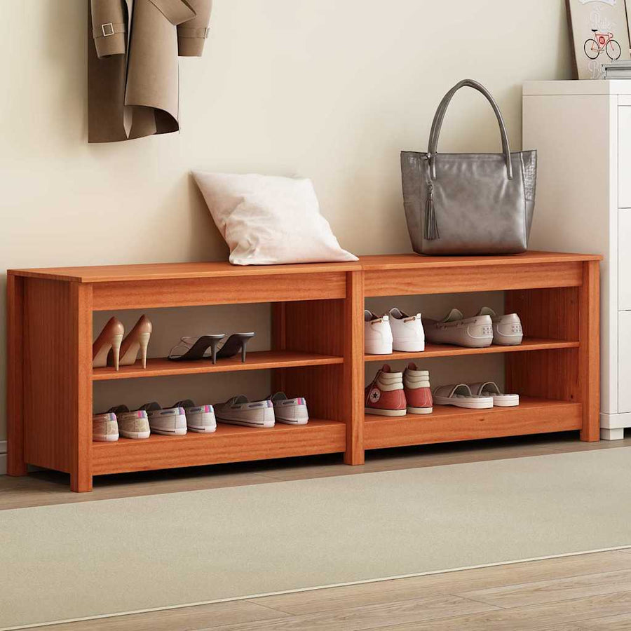 Schoenenbank Wasbruin 160 x 36,5 x 50 cm Massief grenenhout