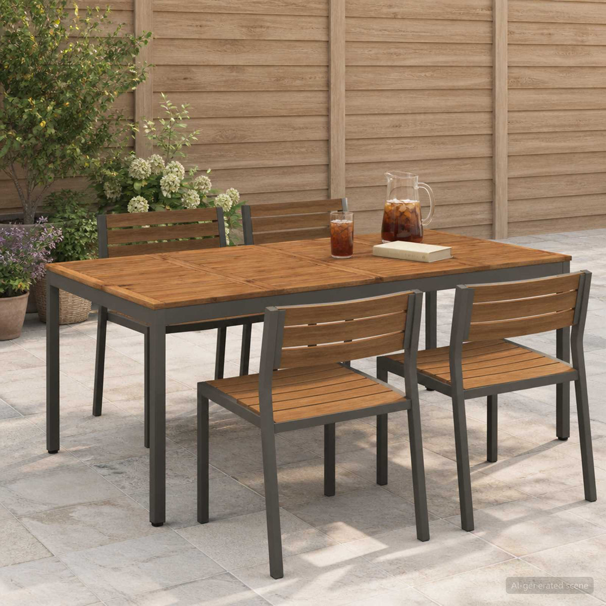 Tuindiner tafel Natuurlijk en Koffie 196 x 100,5 x 75 cm