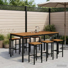 Tuinbar tafel massief acaciahout naturel zwart 196x100,5x105 cm