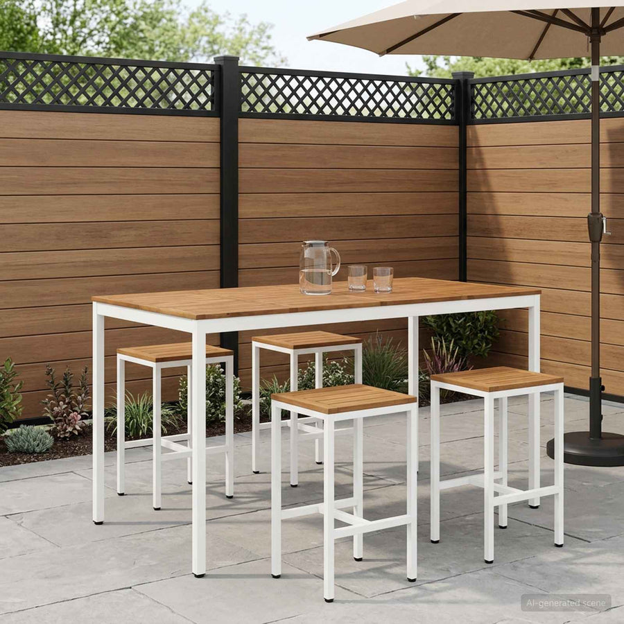 Tuinbar Tafel Natuurlijk en Wit 196 x 100,5 x 105 cm