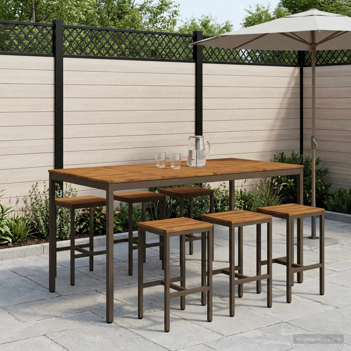 Tuinbar Tafel Natuurlijk en Koffie 196 x 100,5 x 105 cm