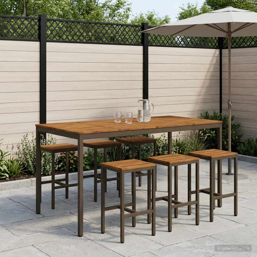 Tuinbar Tafel Natuurlijk en Koffie 196 x 100,5 x 105 cm