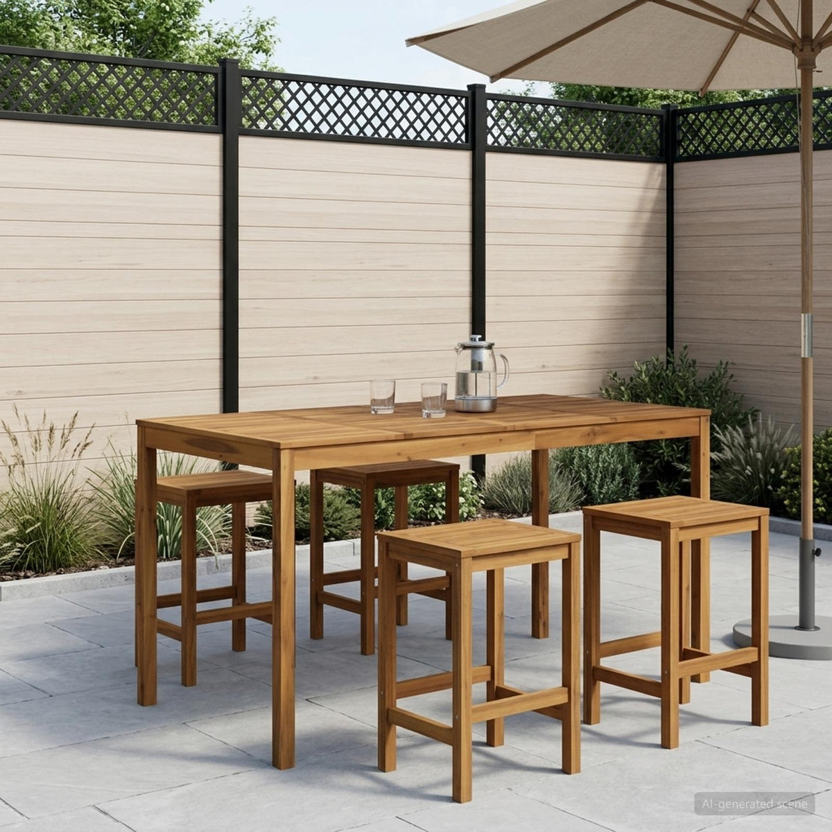 Tuinbar Tafel Wit 196 x 100 x 105 cm Massief Acaciahout