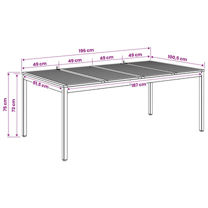 Tuindiner tafel Wit 196 x 100,5 x 75 cm Massief Acaciahout