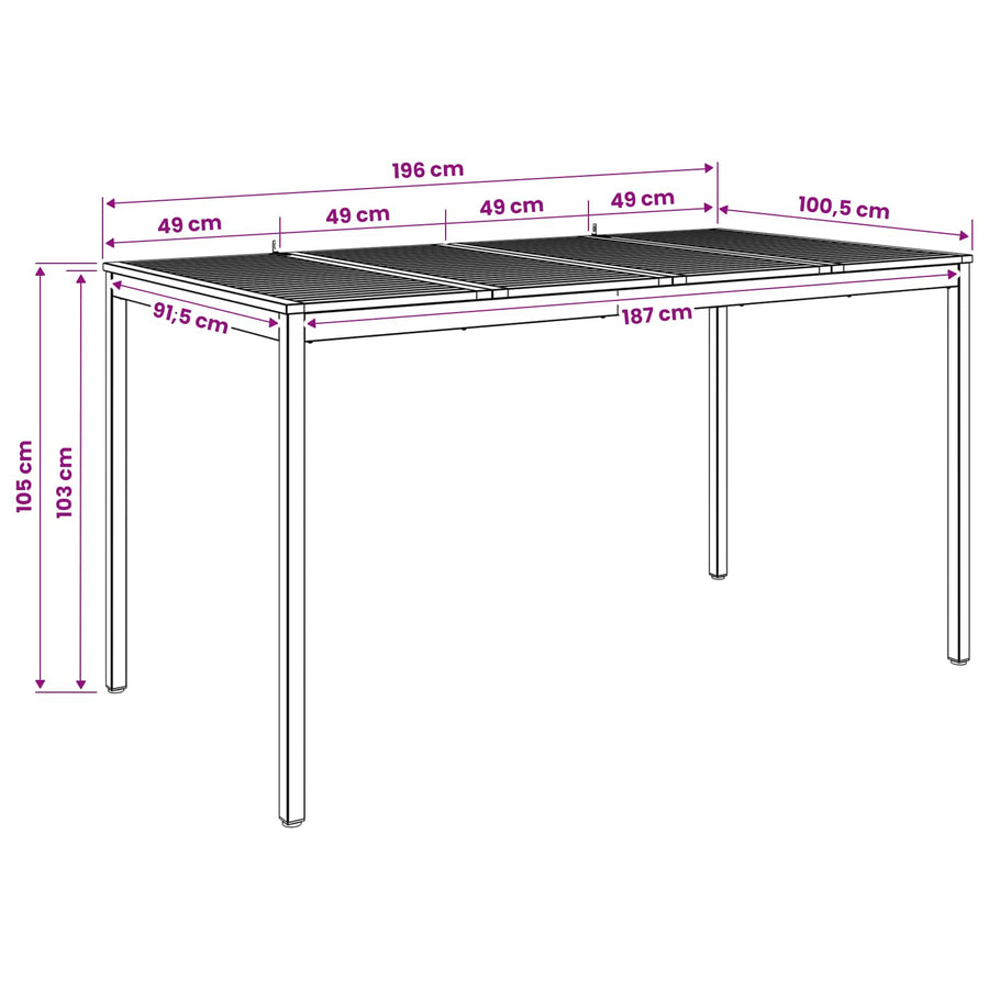 Tuinbar Tafel Wit en zwart 196 x 100,5 x 105 cm