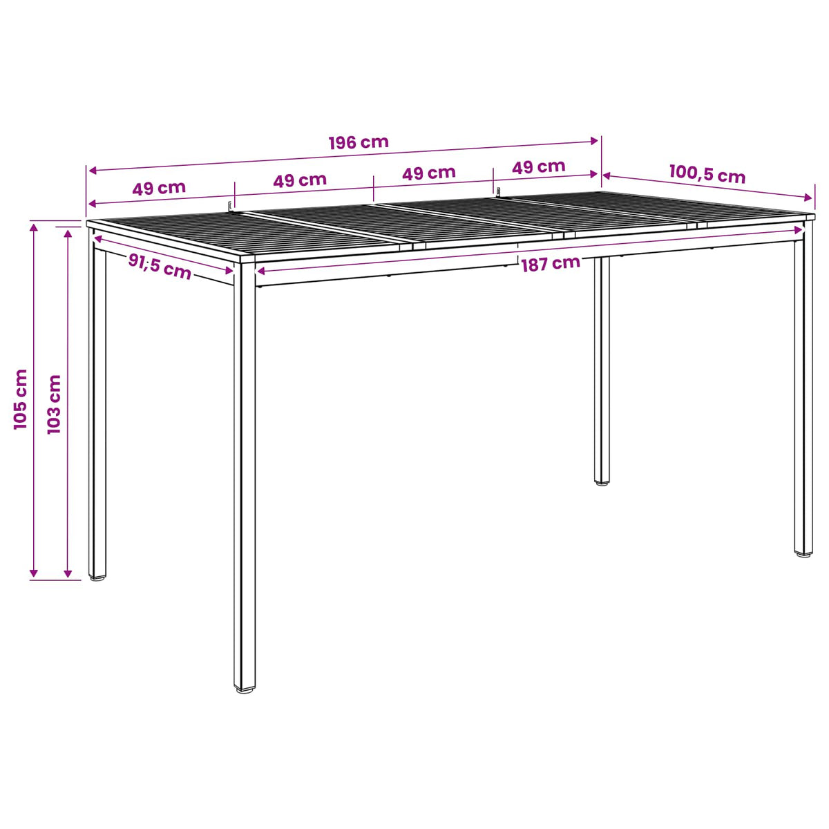 Tuinbar Tafel Wit 196 x 100,5 x 105 cm Massief Acaciahout