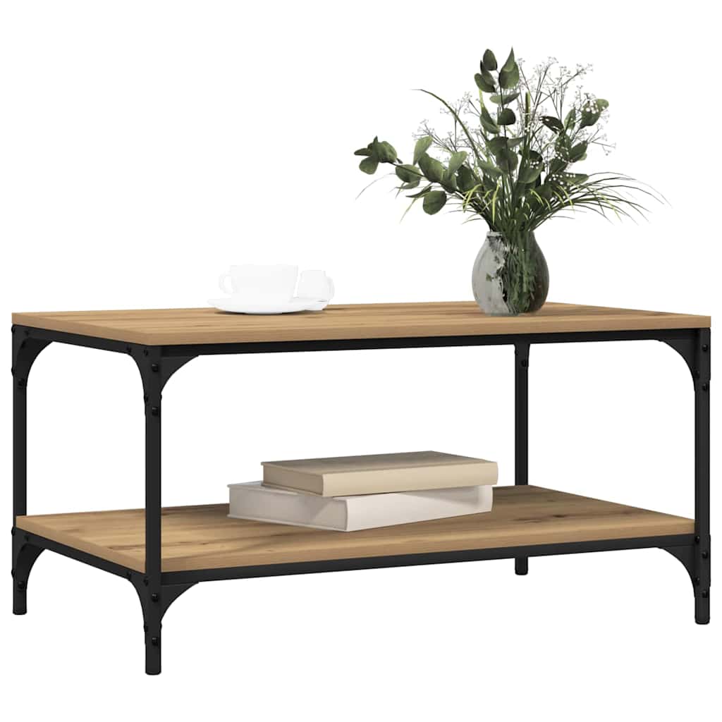 Salontafel Artisan Eiken 81 X 50 X 40 Cm Bewerkt Hout 80 x 50 x 40 cm artisanaal eikenkleurig