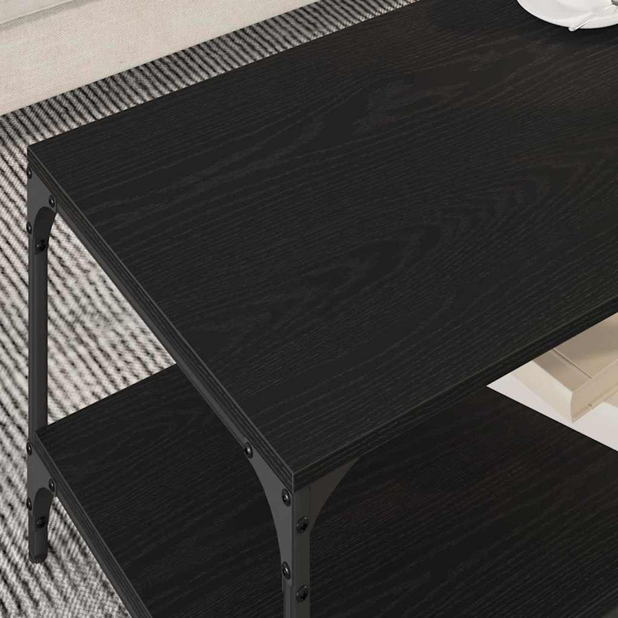 Salontafel 81 X 50 X 40 Cm Bewerkt Hout 80 x 50 x 40 cm Zwart eiken