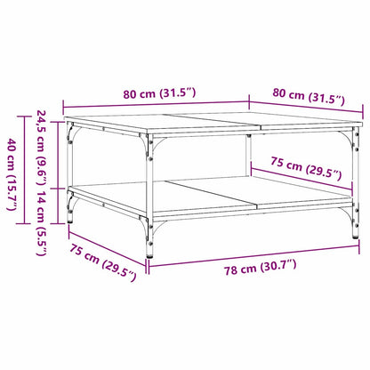 Salontafel Zwart eiken 80 x 80 x 40 cm Bewerkt hout