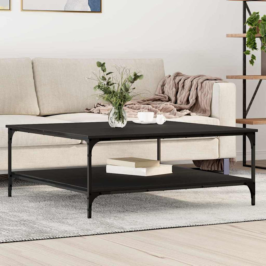 Salontafel Zwart eiken 100 x 100 x 40 cm Bewerkt hout