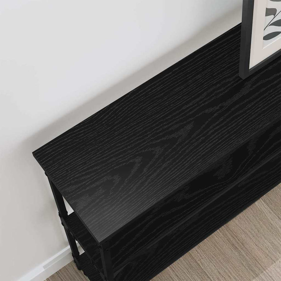 Wandtafel met plank Zwart eiken 100 x 22,5 x 75 cm Bewerkt hout