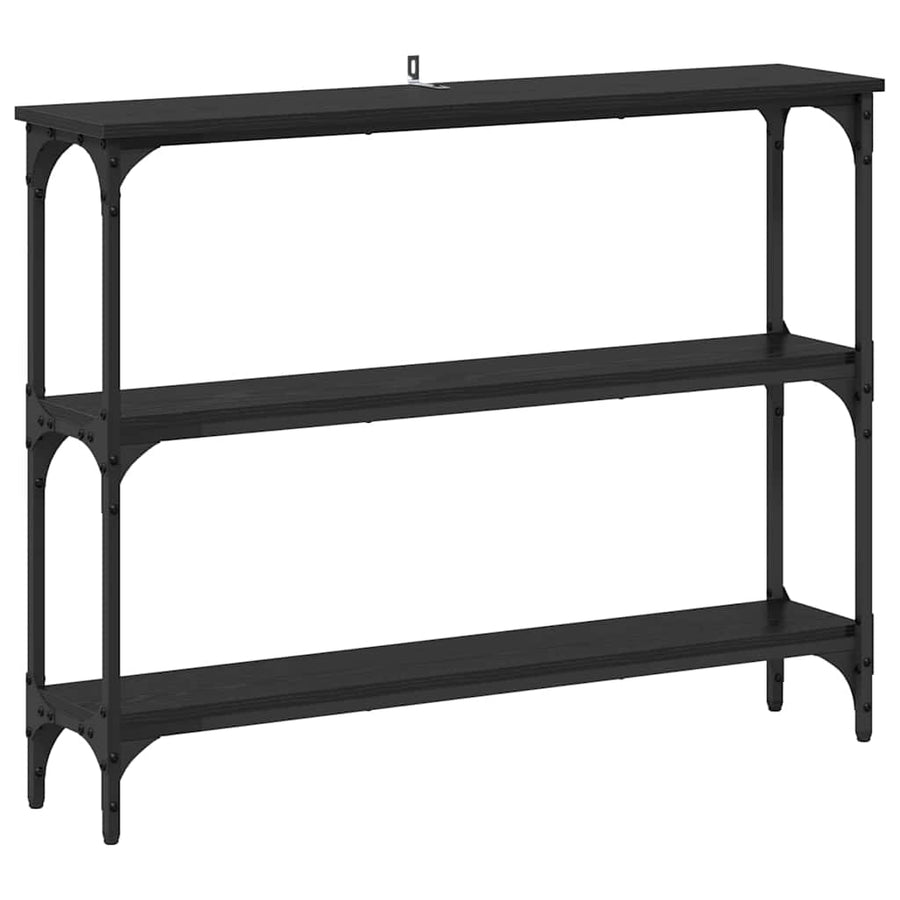 Wandtafel met plank Zwart eiken 100 x 22,5 x 75 cm Bewerkt hout