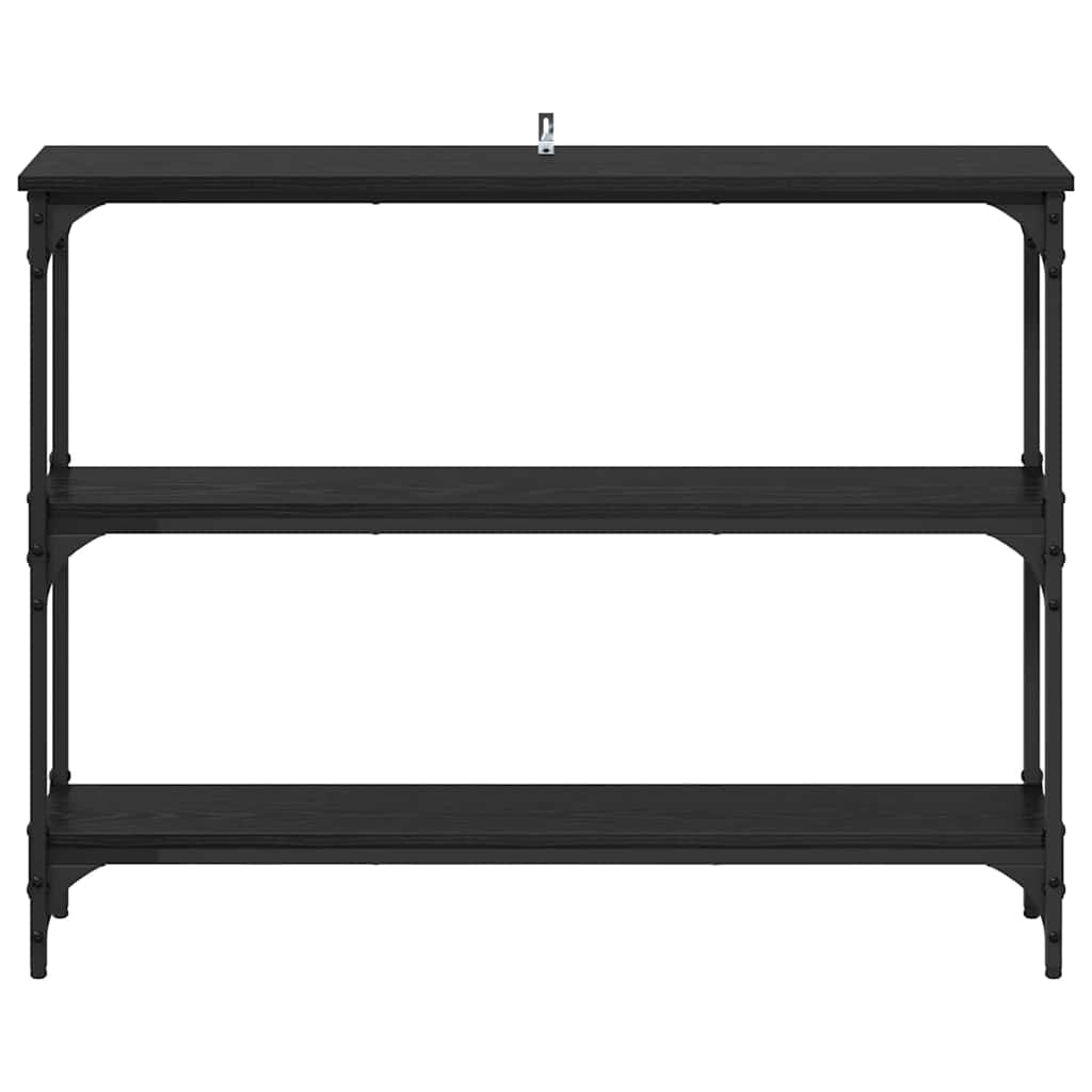 Wandtafel met plank Zwart eiken 100 x 22,5 x 75 cm Bewerkt hout