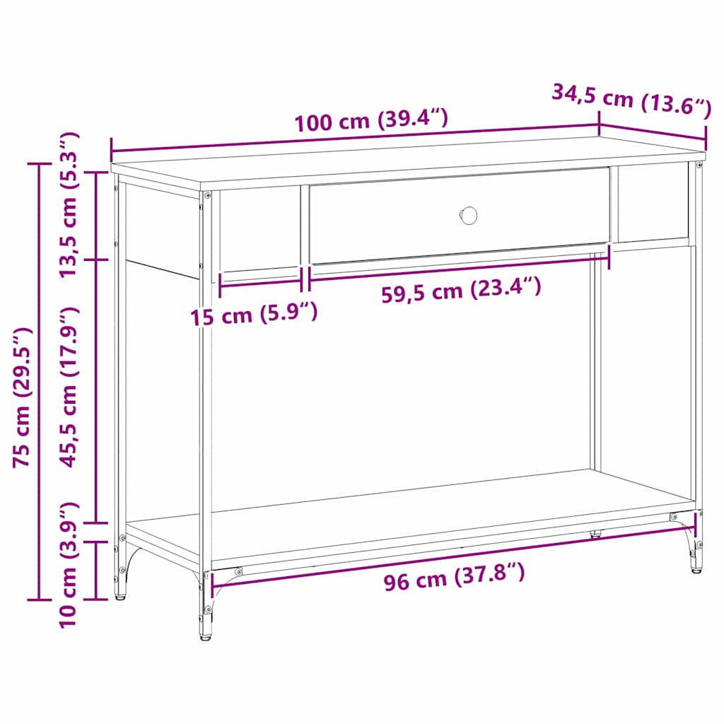 Wandtafel Other Oud hout 100 x 34.5 x 75 cm Bewerkt hout