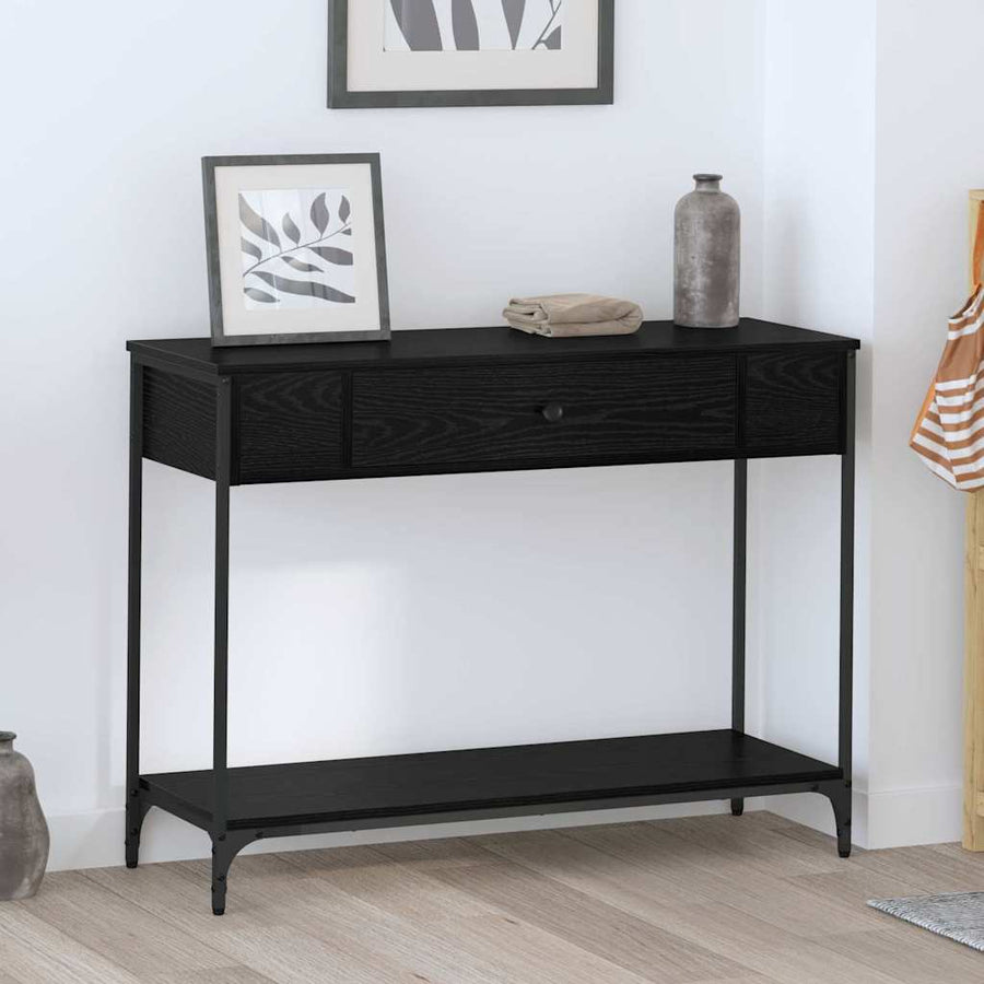 Wandtafel Anders Zwart eiken 100 x 34.5 x 75 cm Bewerkt hout