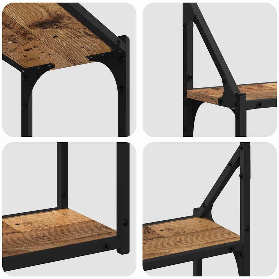 Wandplank Met Plank Oud Hout 60 X 21 X 51 Cm Bewerkt Hout