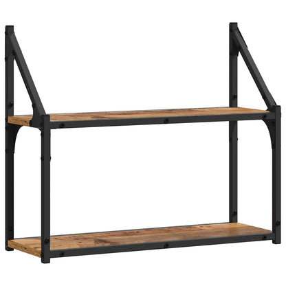Wandplank Met Plank Oud Hout 60 X 21 X 51 Cm Bewerkt Hout