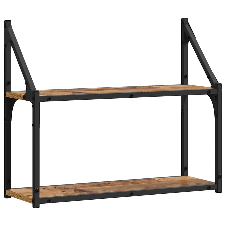 Wandplank Met Plank Oud Hout 60 X 21 X 51 Cm Bewerkt Hout