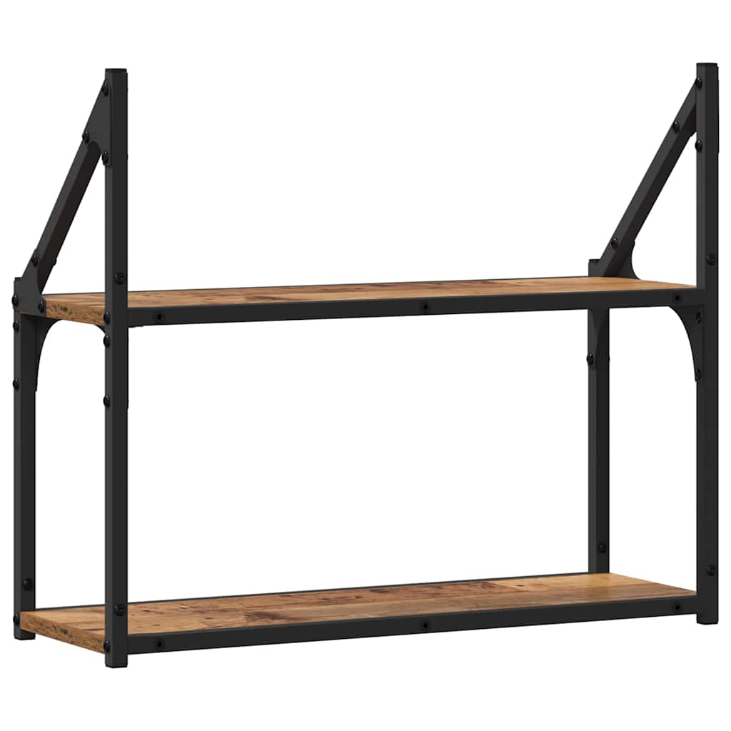 Wandplank Met Plank Oud Hout 60 X 21 X 51 Cm Bewerkt Hout