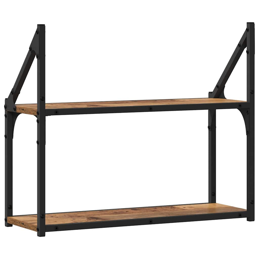 Wandplank Met Plank Oud Hout 60 X 21 X 51 Cm Bewerkt Hout