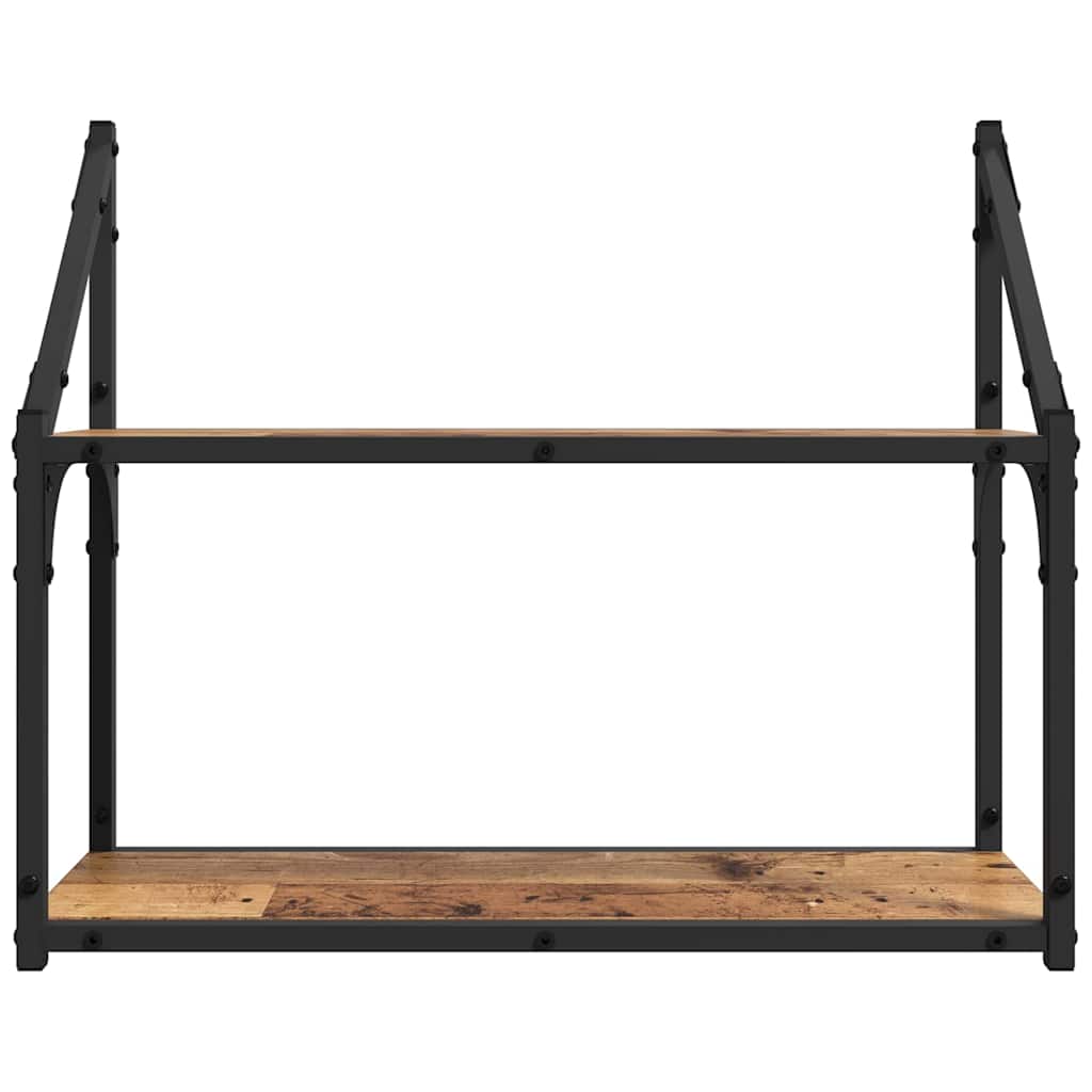 Wandplank Met Plank Oud Hout 60 X 21 X 51 Cm Bewerkt Hout