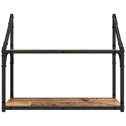 Wandplank Met Plank Oud Hout 60 X 21 X 51 Cm Bewerkt Hout
