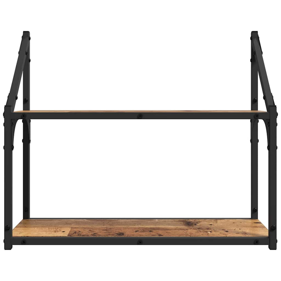 Wandplank Met Plank Oud Hout 60 X 21 X 51 Cm Bewerkt Hout