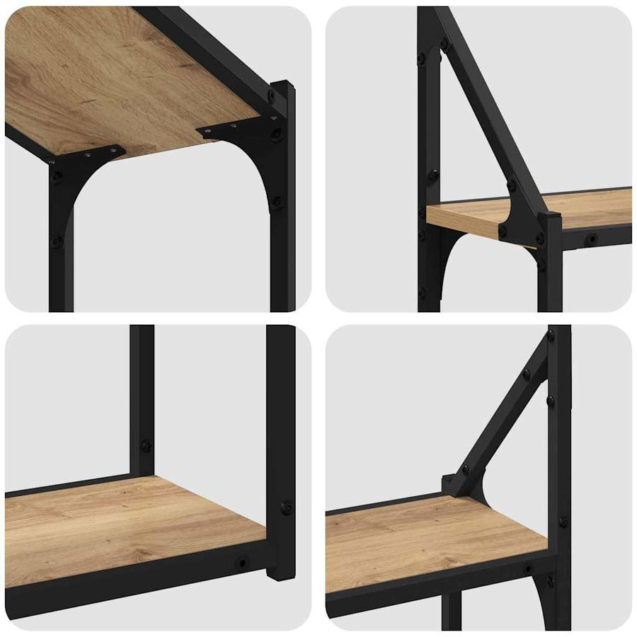Wandplank artisanaal eikenkleurig 60 x 21 x 51 cm Bewerkt hout