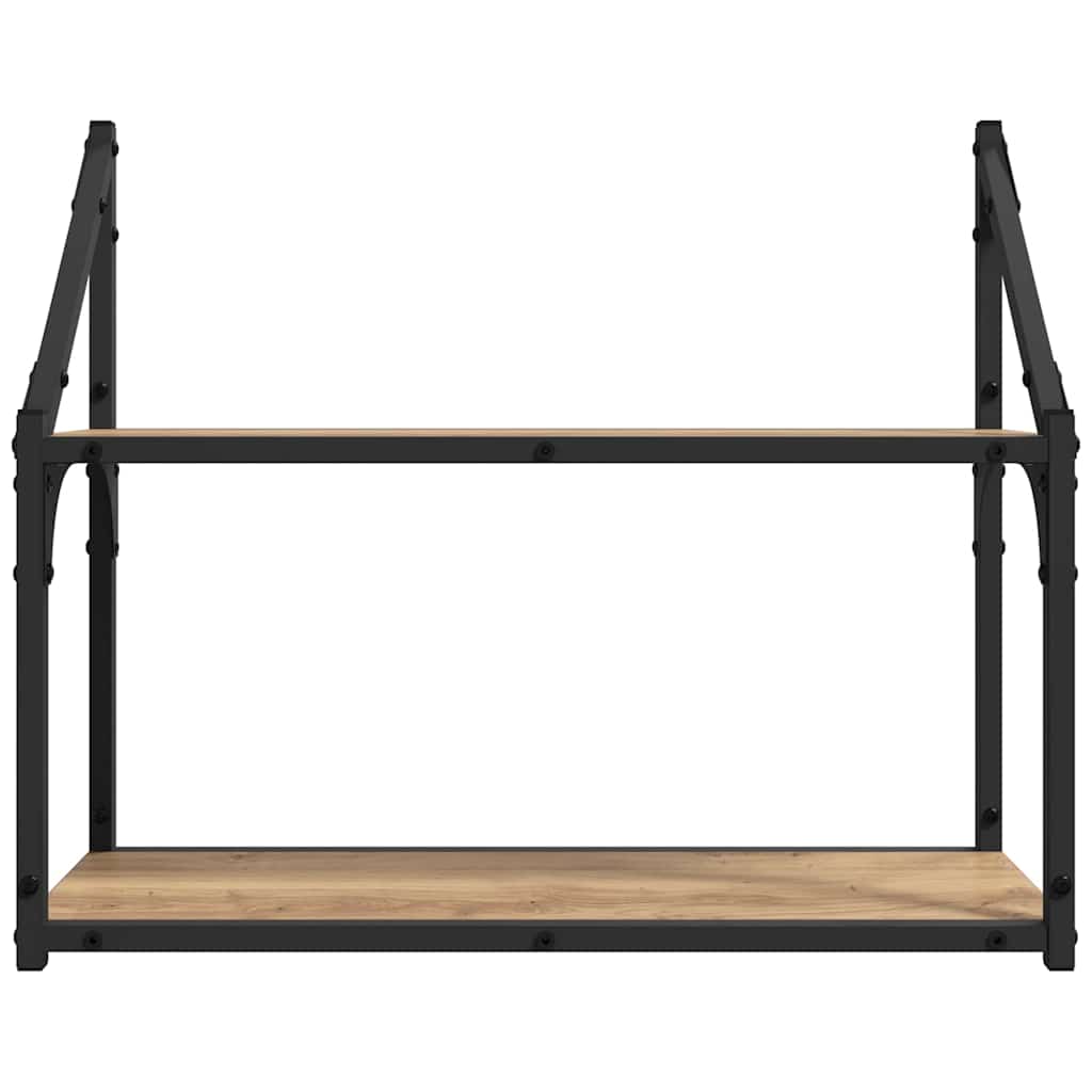 Wandplank artisanaal eikenkleurig 60 x 21 x 51 cm Bewerkt hout