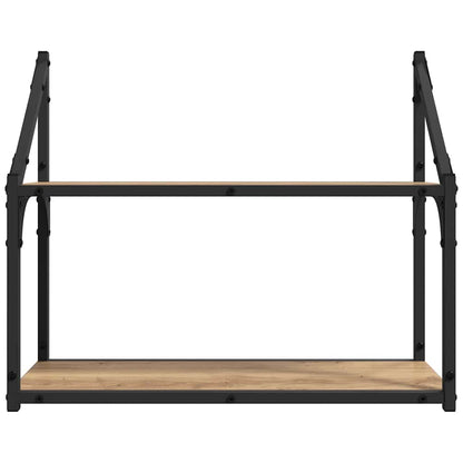 Wandplank artisanaal eikenkleurig 60 x 21 x 51 cm Bewerkt hout
