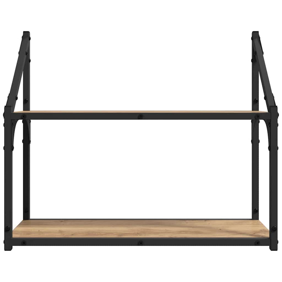 Wandplank artisanaal eikenkleurig 60 x 21 x 51 cm Bewerkt hout